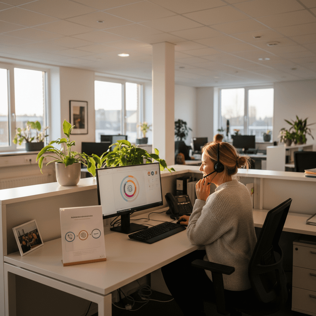 Infographic die de 3-seconden workflow toont: icoon van telefoon met geluidsgolven, pijl naar AI-brein icoon, pijl naar WhatsApp-icoon met berichtje met vinkjes