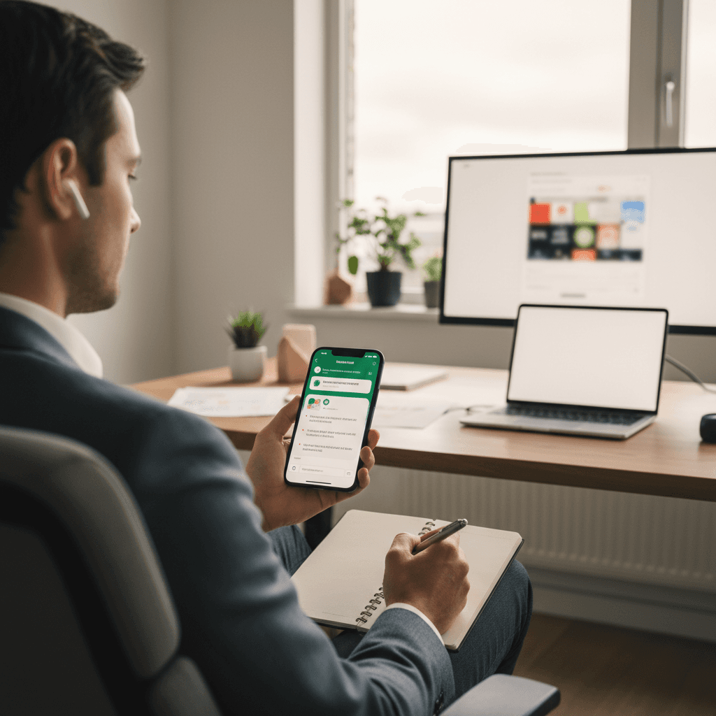 Screenshot-stijl mockup van WhatsApp-gesprek met tandartspraktijk: bevestigingsbericht met afspraakdetails, Google Maps linkje en bullet-points met instructies