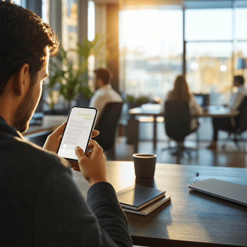 Screenshot-stijl mockup van een WhatsApp-conversatie waarin een AI-agent automatisch een afspraakbevestiging stuurt met quick-reply knoppen