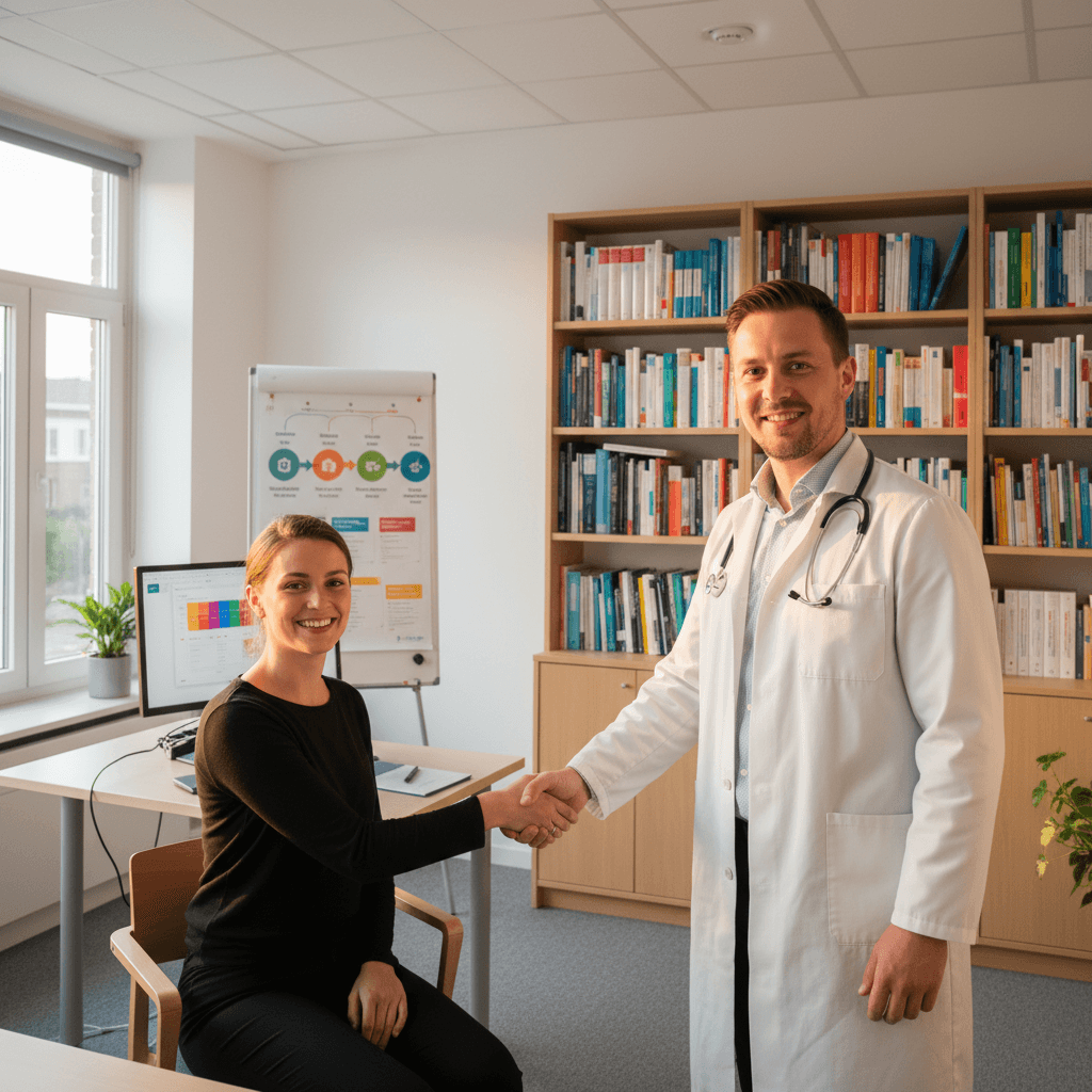 Infographic met tijdlijn: vandaag tot 16 maart 2026, met mijlpalen voor AI-implementatie (inventarisatie, selectie, pilot, uitrol, compliance-check)